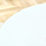 Dining Set Round Table With Black PU Leather Chairs White - Furniture Home Direct