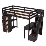 Loft Bed With Storage Drawers, Desk And Stairs With Shelves - Furniture Home Direct
