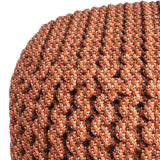 Wynne - Round Knitted Outdoor / Indoor Pouf - Orange - Furniture Home Direct
