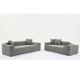 2 Piece Boucle Cloud Living Room Set with 2 Trays - Dark Gray - Furniture Home Direct