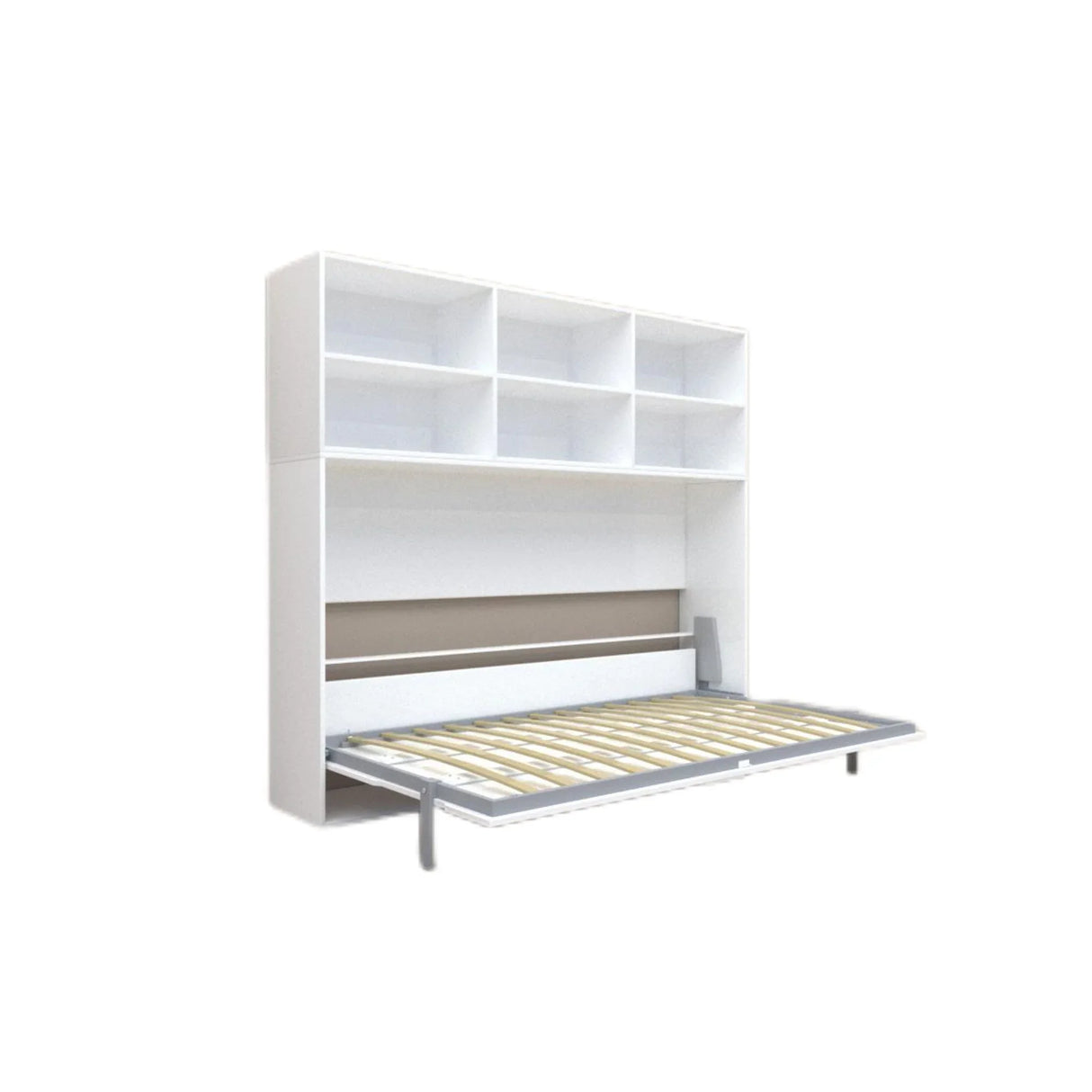 Mordern Twin Size Horizontal Murphy Bed With Shelf Storage - White - Furniture Home Direct