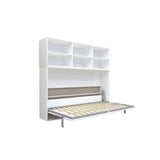 Mordern Twin Size Horizontal Murphy Bed With Shelf Storage - White - Furniture Home Direct