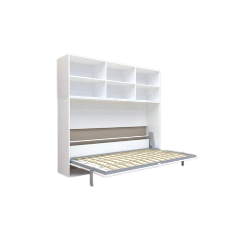 Mordern Twin Size Horizontal Murphy Bed With Shelf Storage - White - Furniture Home Direct