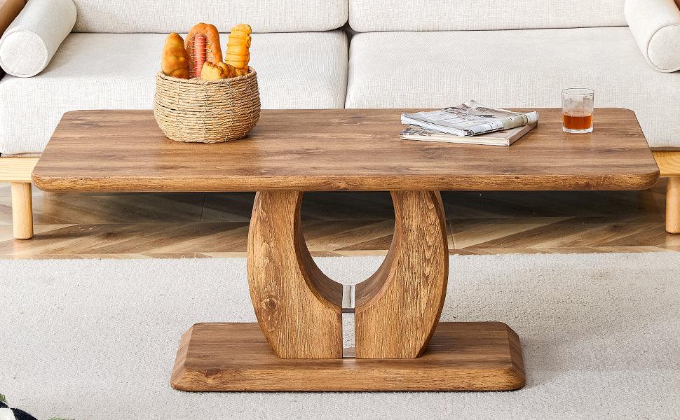 Coffee Table Wood Rectangular With Curved Base Walnut - Furniture Home Direct