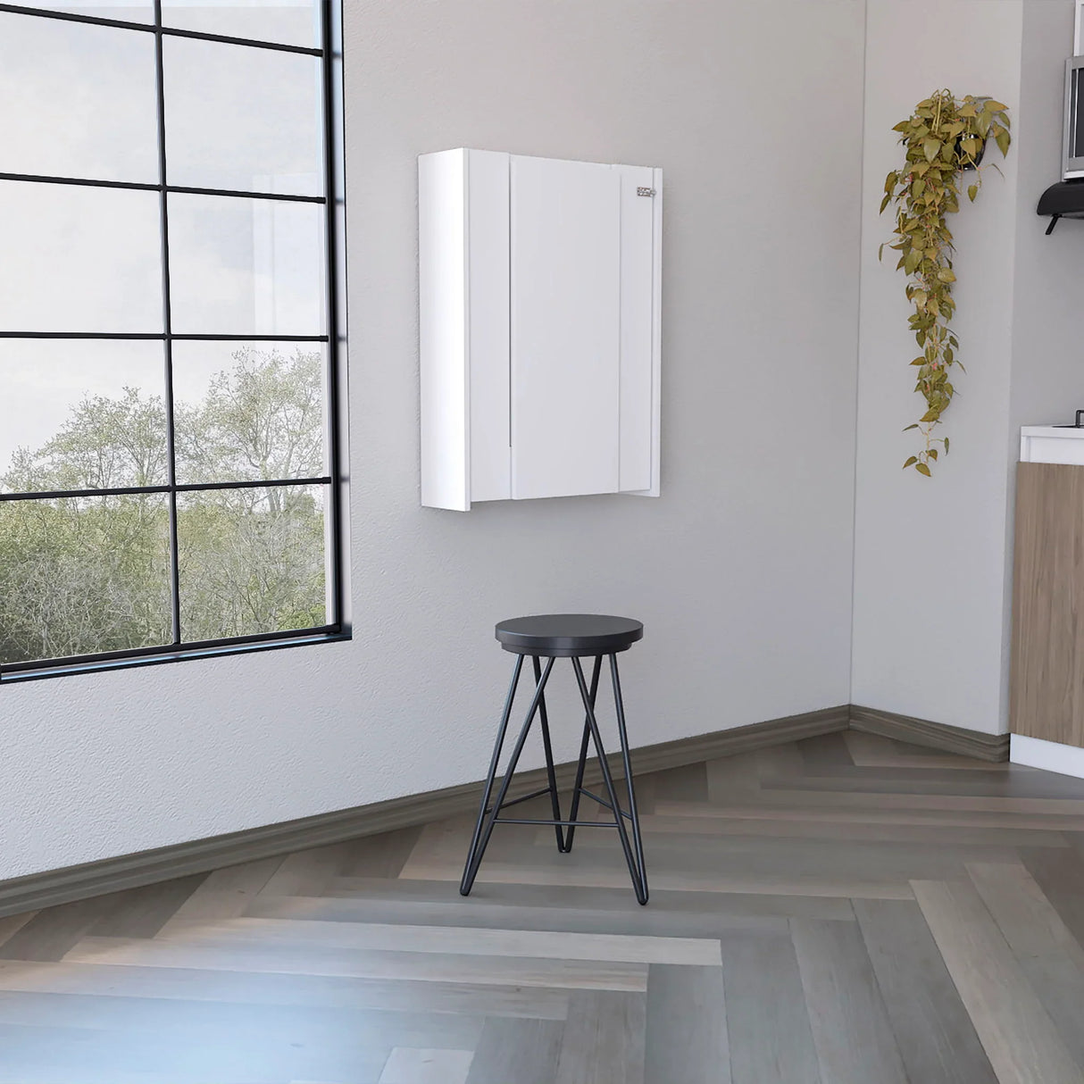 Wall Foldable Table With Multiple Shelves - White - Furniture Home Direct