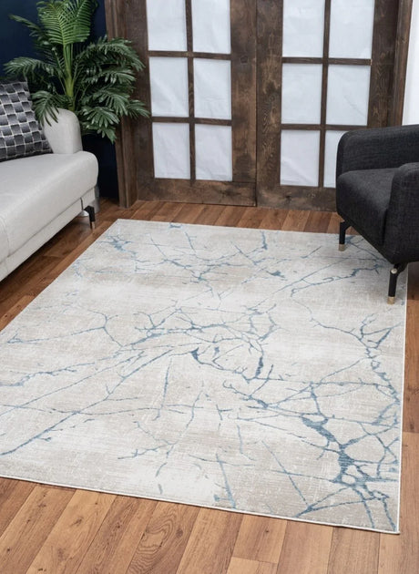 Elegance - 5'3" X 7'3" Area Rug - Blue, Polyester - Furniture Home Direct