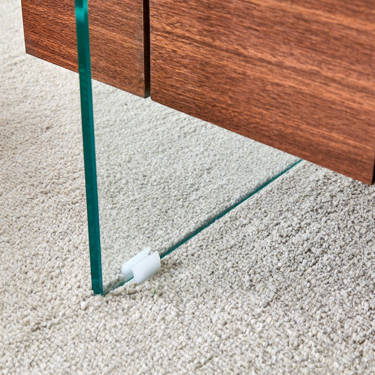 Coffee Table Two Tier Glass Top With Drawer Dark Walnut - Furniture Home Direct