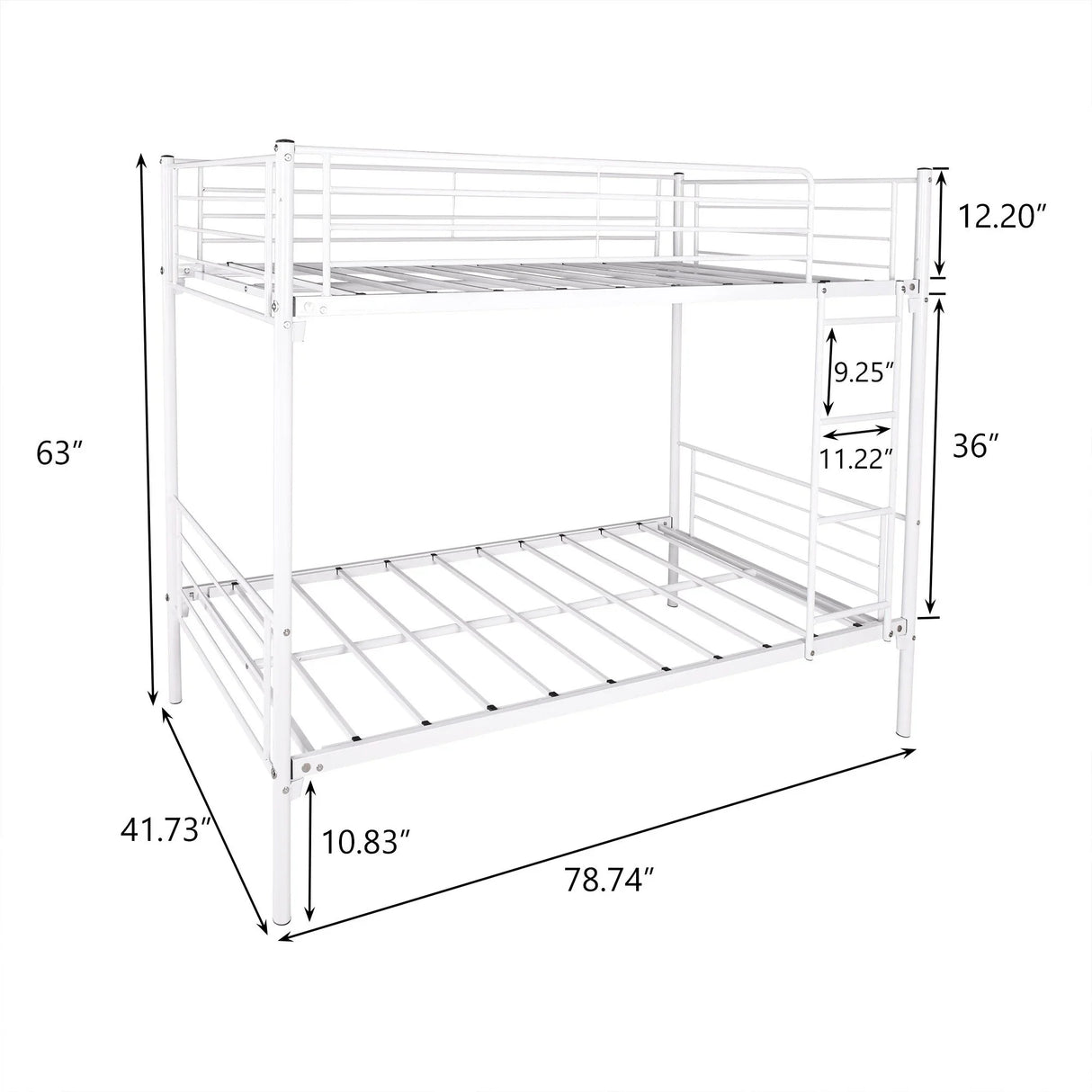 Space Saving Bunk Bed With Metal Frame And Ladder - Furniture Home Direct
