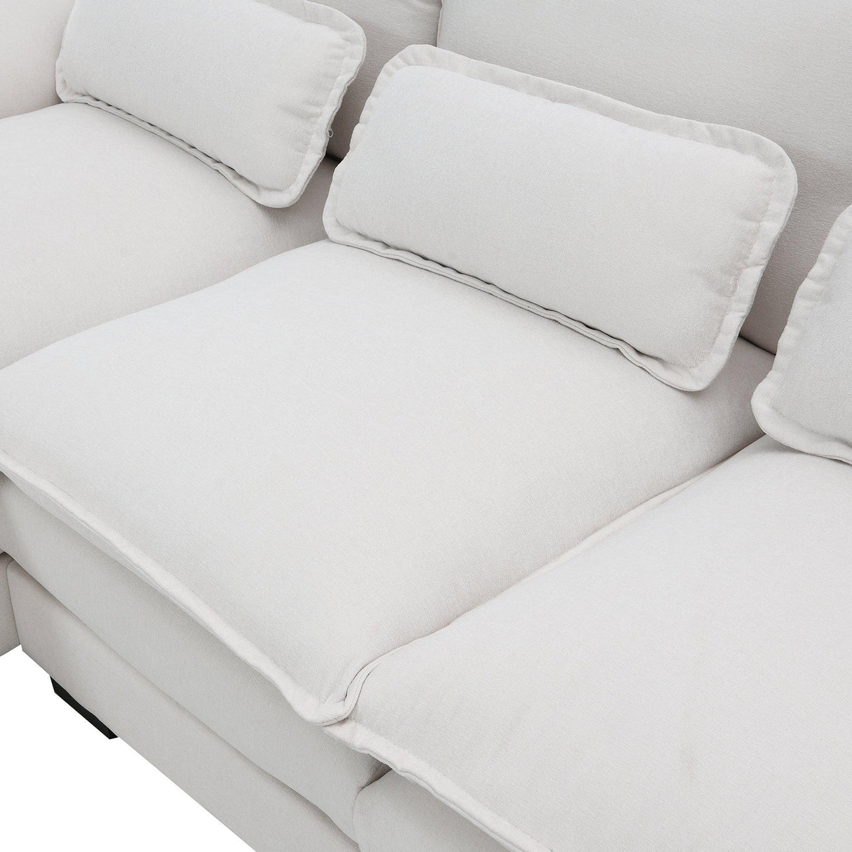 Sectional Sofa Modern U Shaped Chenille Seats 6 White - Furniture Home Direct