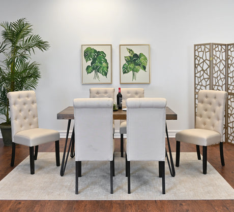 Dining Set Rubberwood Table With Upholstered Chairs Brown - Furniture Home Direct