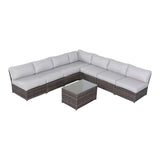Comfortable Modern Patio Rattan Sectional Set With Cushions - Furniture Home Direct
