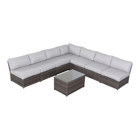 Comfortable Modern Patio Rattan Sectional Set With Cushions - Furniture Home Direct