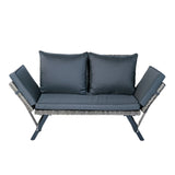 1 Pieces Patio Wicker Side Foldable Bench Patio Backyard Conversation Bench Gray Wicker - Dark Gray - Furniture Home Direct