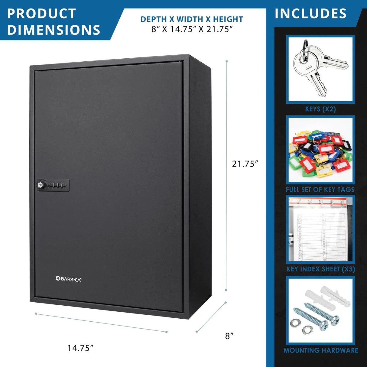 Adjustable Key Cabinet With Combination Lock - Furniture Home Direct