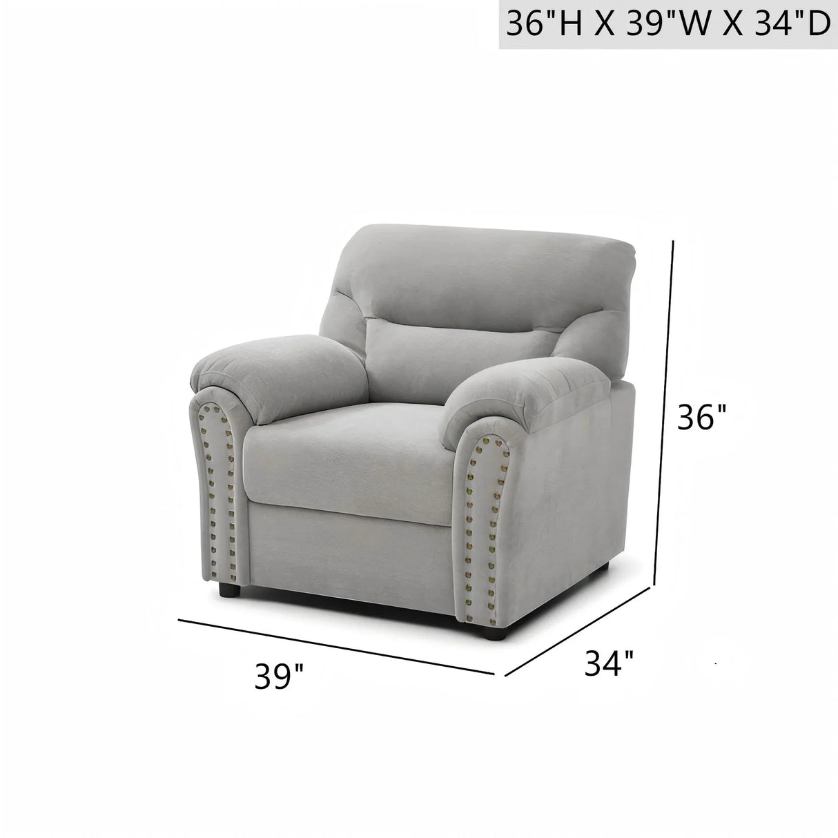 Hamilton - Chair With Hand Applied Nailhead Trim And Pillow Top Arm Cushions - Furniture Home Direct