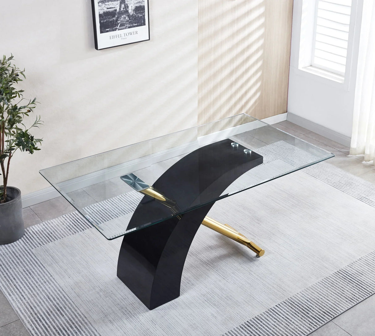 Stylish Dining Room Table, Luxury Glass Top Dining Table, Modern Design For Your House - Black - Furniture Home Direct