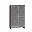 Elegant Decor Mirrored Shoe Cabinet With Edging Double Door Storage Cabinets Glass - Brown / Silver / Gray - Furniture Home Direct