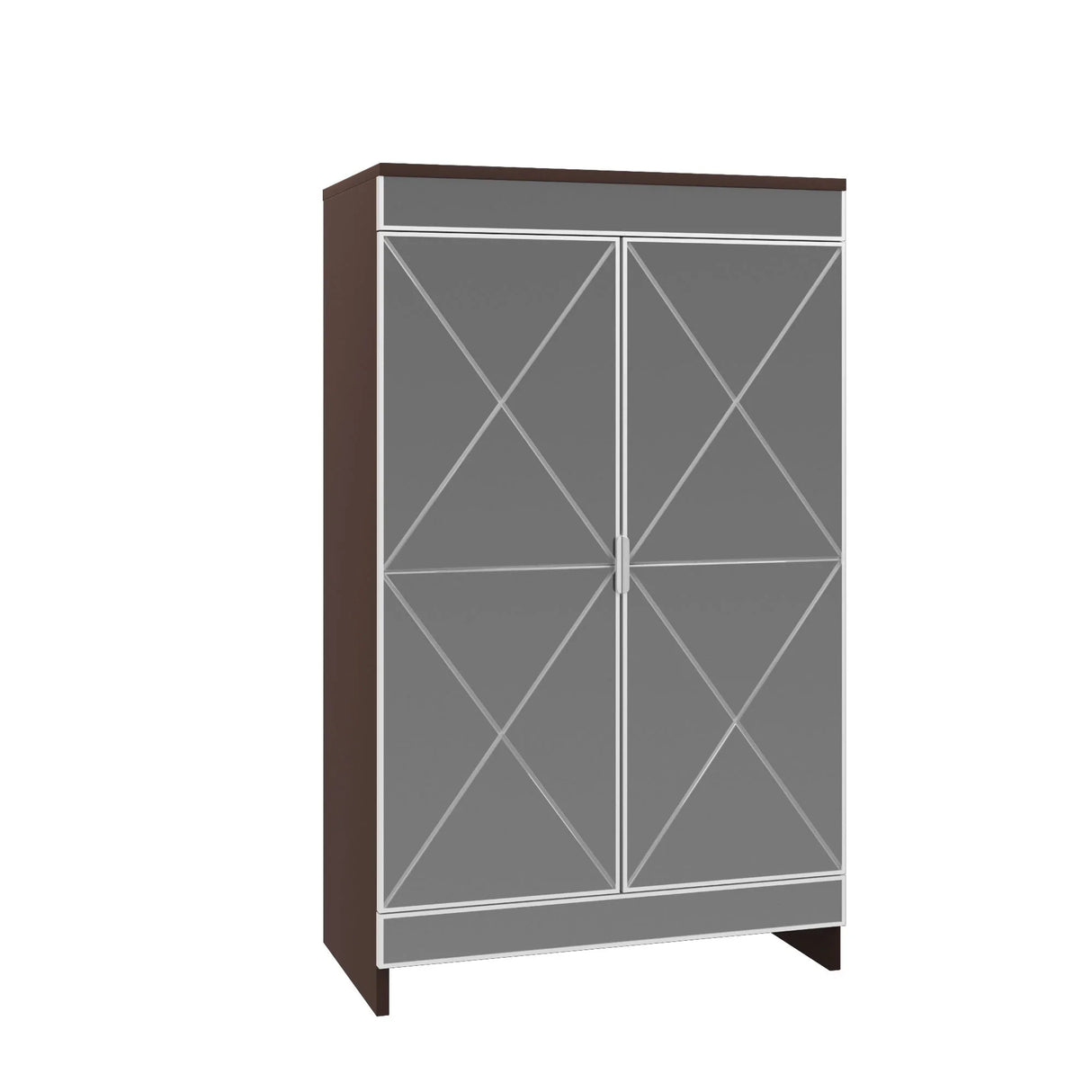 Elegant Decor Mirrored Shoe Cabinet With Edging Double Door Storage Cabinets Glass - Brown / Silver / Gray - Furniture Home Direct