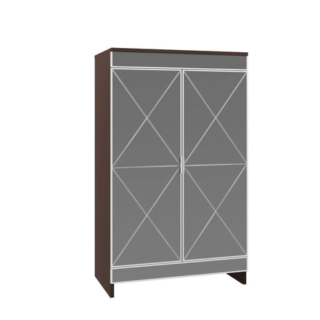 Elegant Decor Mirrored Shoe Cabinet With Edging Double Door Storage Cabinets Glass - Brown / Silver / Gray - Furniture Home Direct