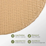 7 Piece Outdoor Patio All-Weather Rattan Sectional Sofa Set With Thick Cushions And Pillows - Beige - Furniture Home Direct