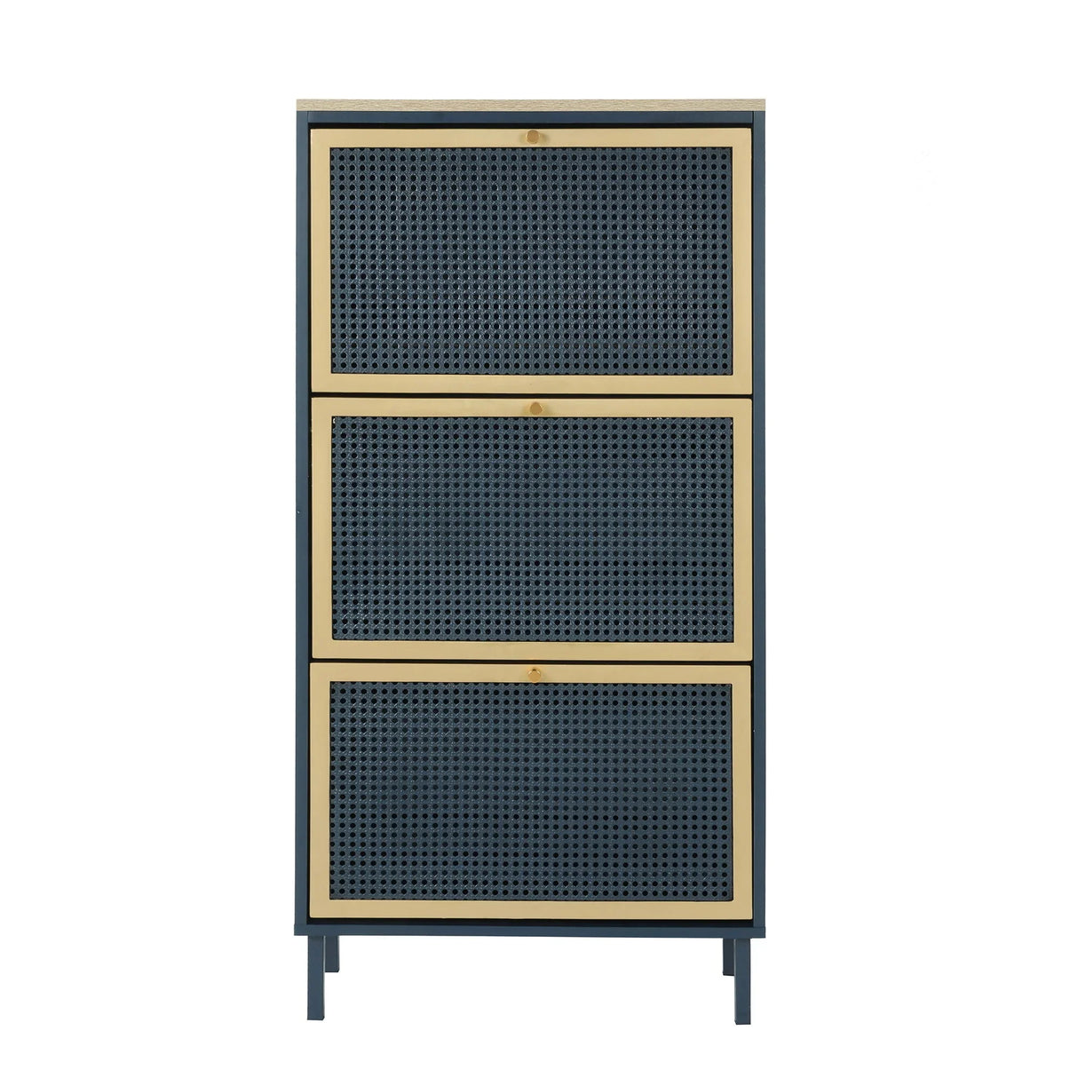 Modern Rattan 3 Door Shoe Rack Cabinet For Entryway - Furniture Home Direct