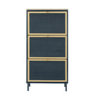 Modern Rattan 3 Door Shoe Rack Cabinet For Entryway - Furniture Home Direct