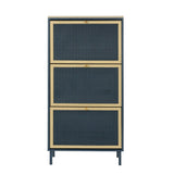 Modern Rattan 3 Door Shoe Rack Cabinet For Entryway - Furniture Home Direct