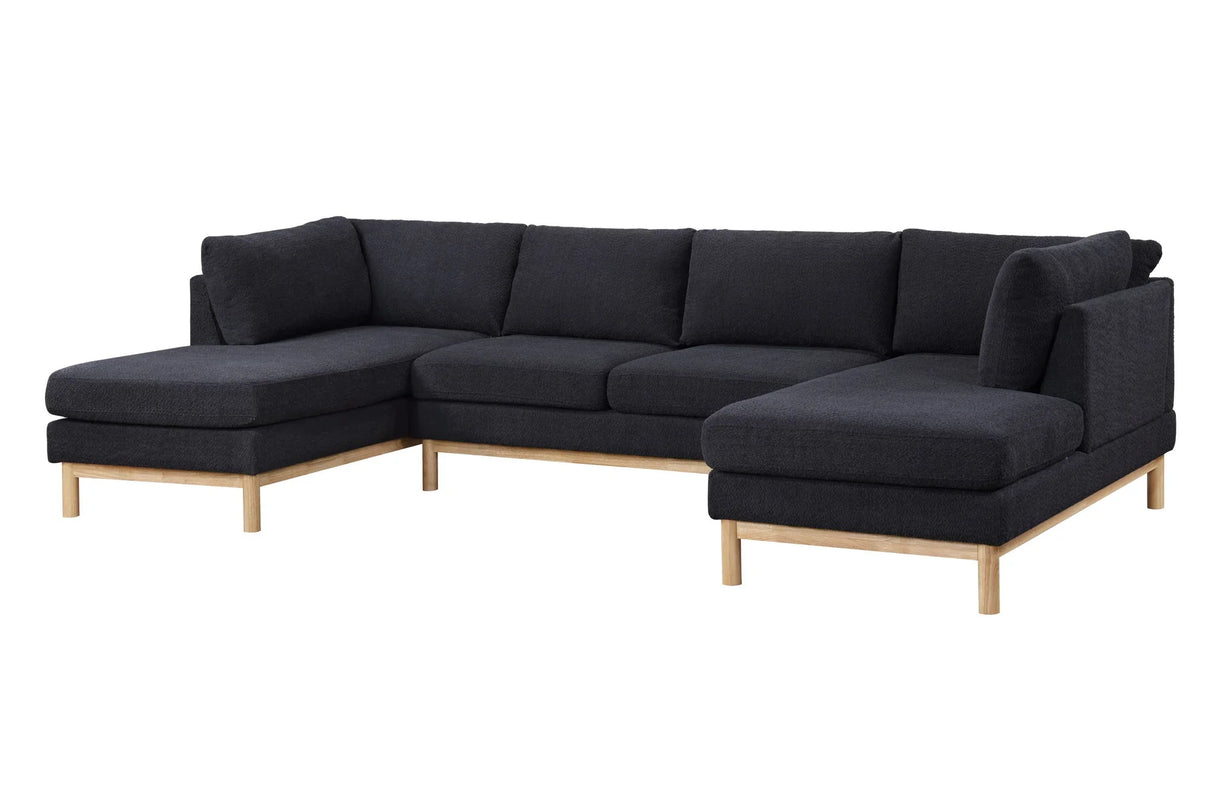 Hallie - Wide Sherpa Double Chaise U-Shape Sectional Sofa - Furniture Home Direct