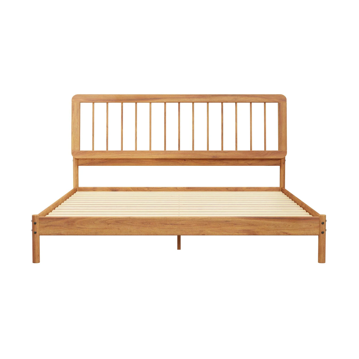 King Spindle Bed Mid Century Modern - Caramel - Furniture Home Direct