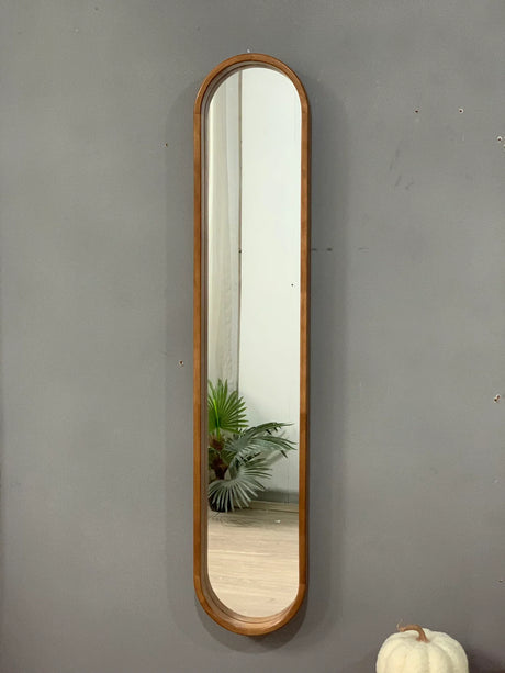 Decorative Rubber Frame Mirror With Elongated Oval Frame - Brown - Furniture Home Direct