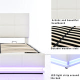 Platform Bed Tufted Upholstered Hydraulic Storage White - Furniture Home Direct