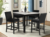 Counter Height Dining Set Faux Marble Velvet Chairs Black - Furniture Home Direct