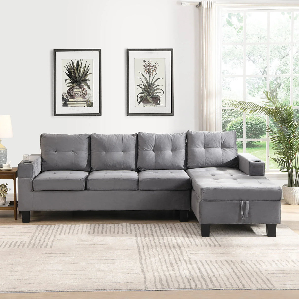 Modern Sectional Sofa Set With L Shape Chaise Lounge And Storage - Furniture Home Direct