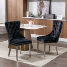 Nikki - Modern, High-End Tufted Solid Wood Contemporary Velvet Upholstered Dining Chair With Chrome Stainless Steel Plating Legs, Nailhead Trim (Set of 2) - Furniture Home Direct