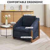 Modern Chenille Upholstered Armchair With Wooden Side Frame - Furniture Home Direct