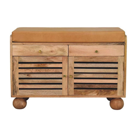 Shutter Shoe Rack With 2 Drawers - Beige - Furniture Home Direct