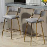 Bar Stools Counter Height With Gold Frames And Corduroy Gray - Furniture Home Direct