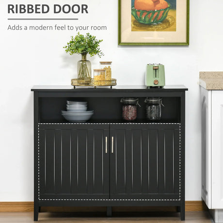 Homcom - Sideboard Buffet Cabinet, Kitchen Cabinet, Coffee Bar Cabinet With 2 Doors And Adjustable Shelves For Entryway Living Room - Black - Furniture Home Direct