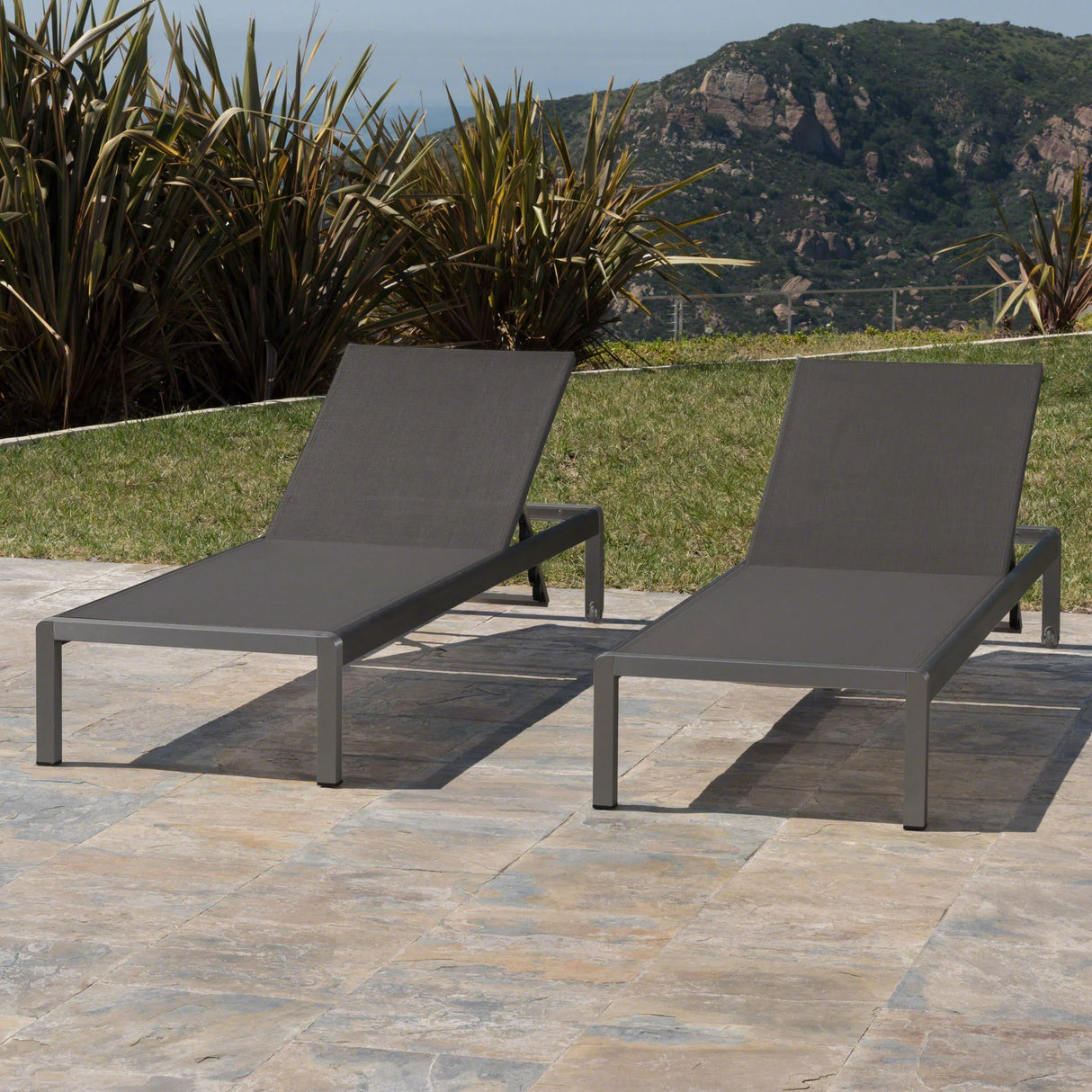 Chaise Lounge Set Of 2 - Gray - Furniture Home Direct