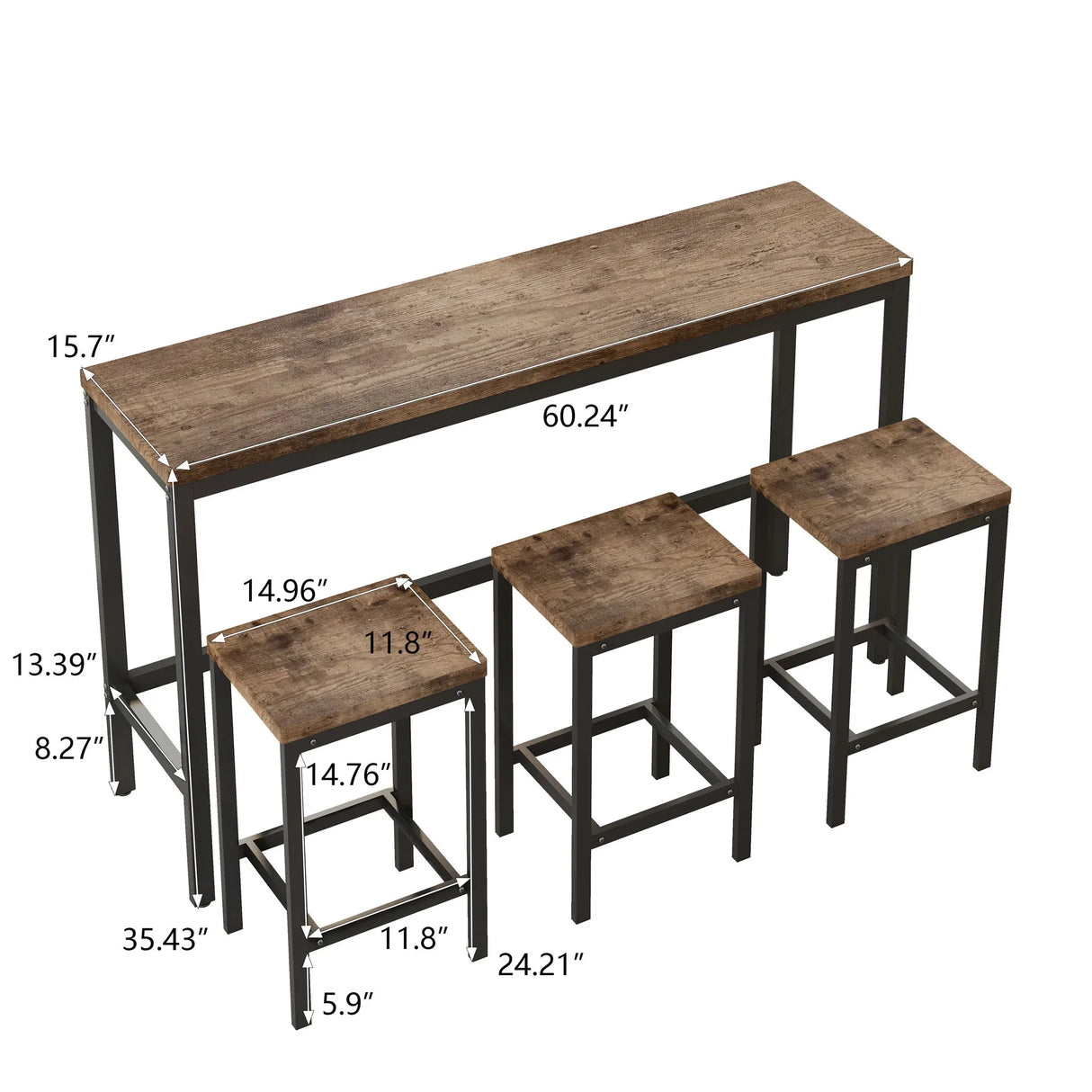 Modern Design Long Dining Table Set With 3 Stools - Furniture Home Direct