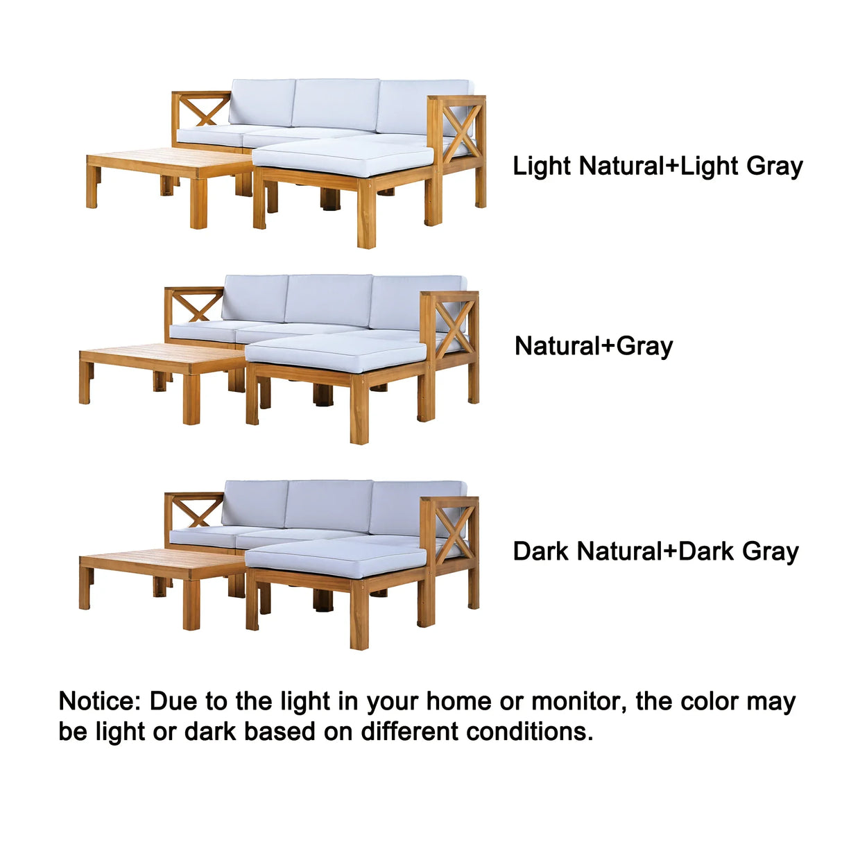 Outdoor 5-Piece Sectional With Cushions and Coffee Table - Furniture Home Direct