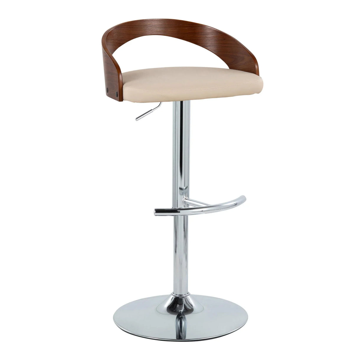 Grotto - Contemporary Adjustable Barstool & Swivel With Rounded T Footrest (Set of 2) - Furniture Home Direct