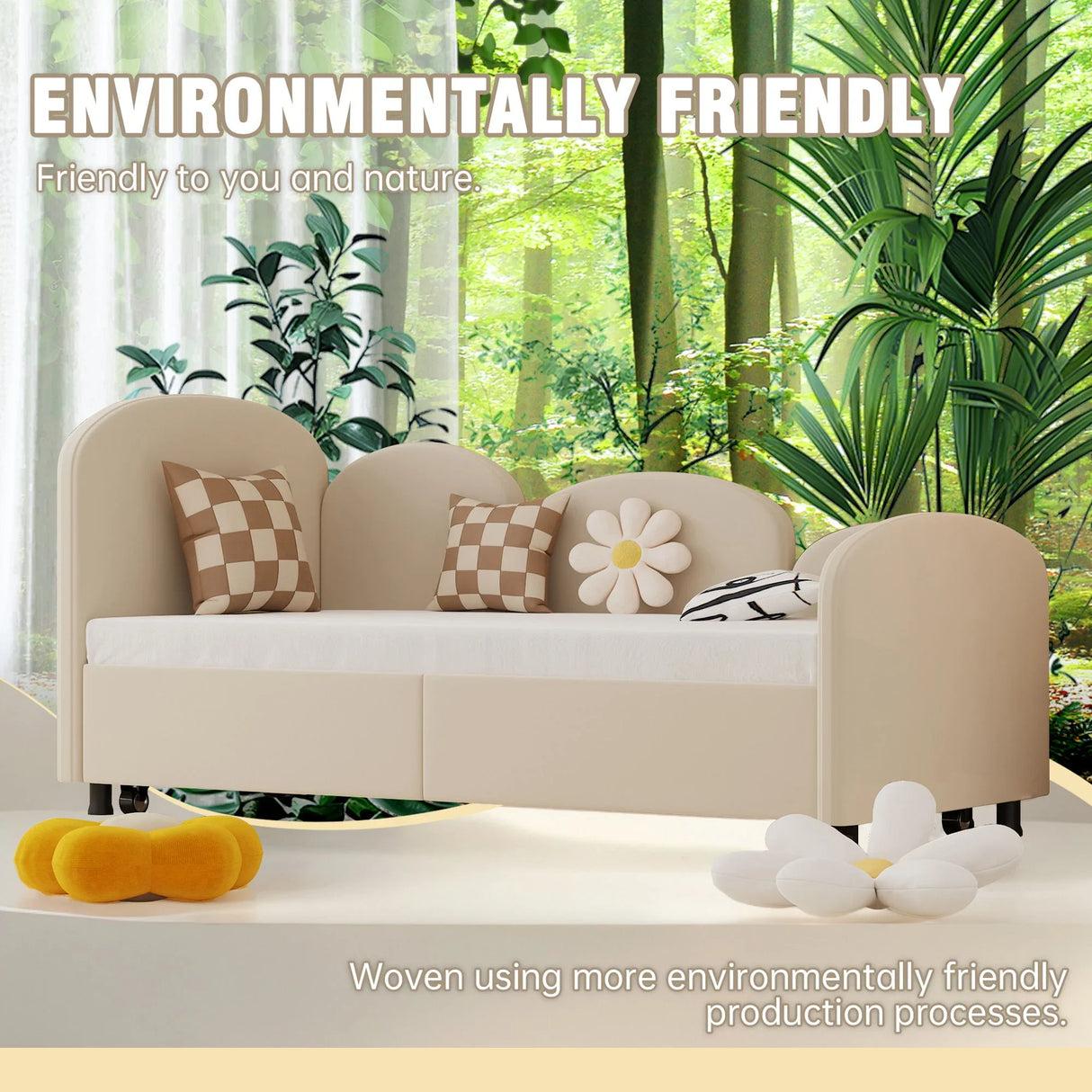 Modern Velvet Upholstered Daybed With Additional Bed Frame - Furniture Home Direct