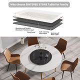 Modern Artificial Stone Round Dining Table, Can Accommodate 6 People Artificial Stone Turntable - Furniture Home Direct