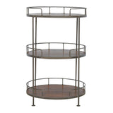 Industrial Round Butler Tray Table - Chestnut