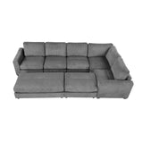 121.3" Modular Sectional Sofa with Two Movable Ottomans, Gray - Furniture Home Direct