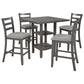 5 Piece Wooden Counter Height Dining Set With Padded Chairs, Storage Shelving - Furniture Home Direct