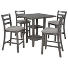 5 Piece Wooden Counter Height Dining Set With Padded Chairs, Storage Shelving - Furniture Home Direct