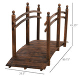 Outsunny - Fir Wood Garden Bridge Arc Walkway With Side Railings, Perfect For Backyards, Gardens, & Streams, Carbonized - Brown - Furniture Home Direct