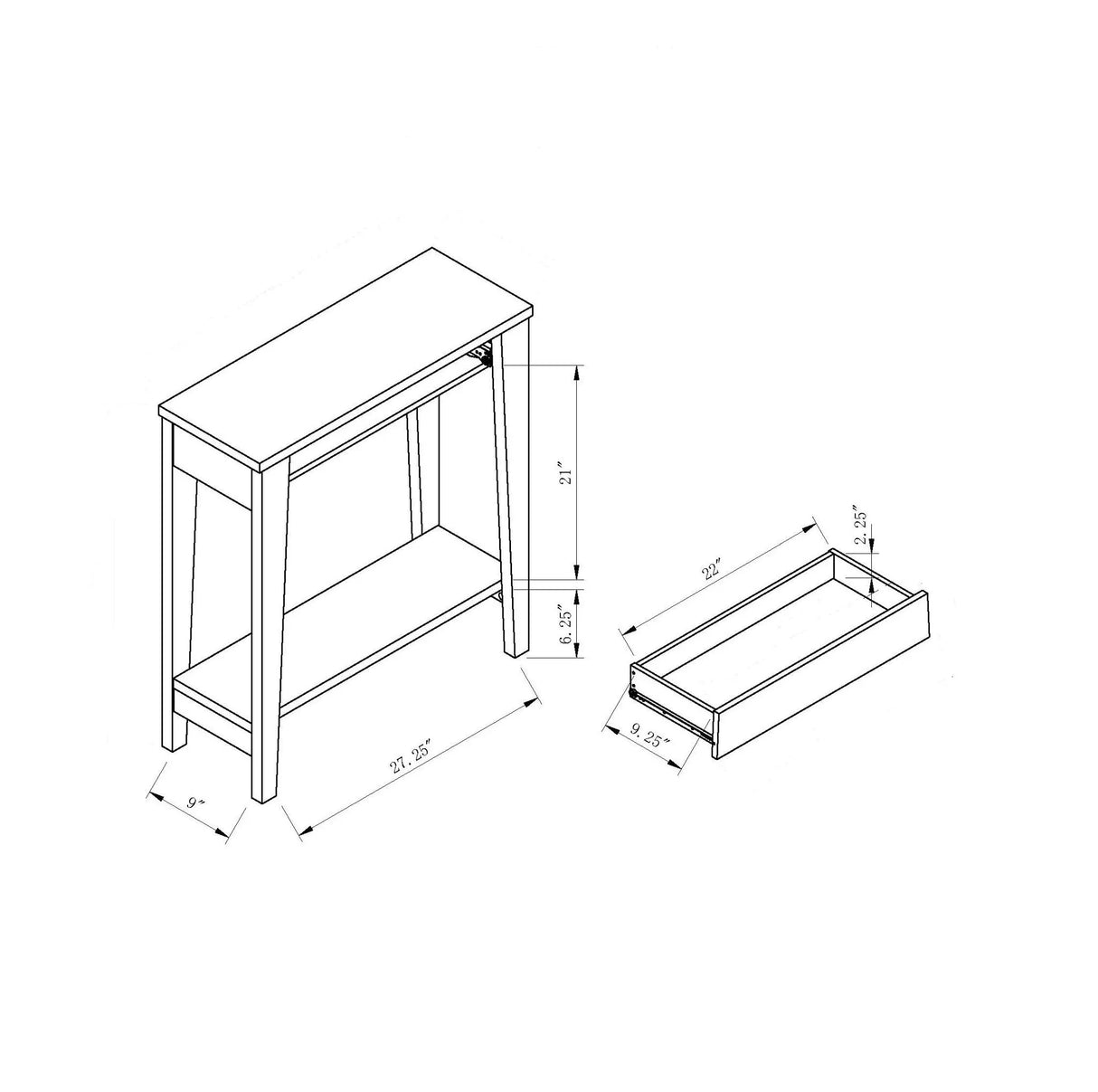Modern Two Toned Console With Two Shelves - Furniture Home Direct